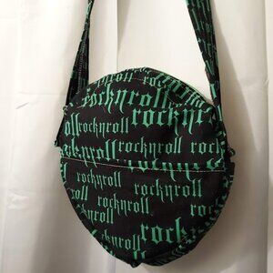 New ROCK N ROLL Round Shoulder Purse Shoulder Bag Black Bright Green Punk Rave